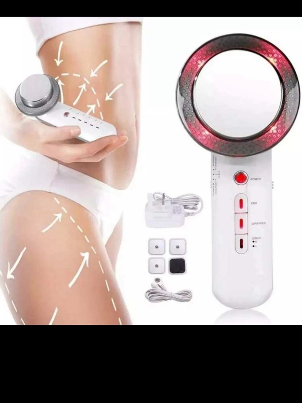 Handheld Ultrasonic Body Contouring Device - White with Red Light